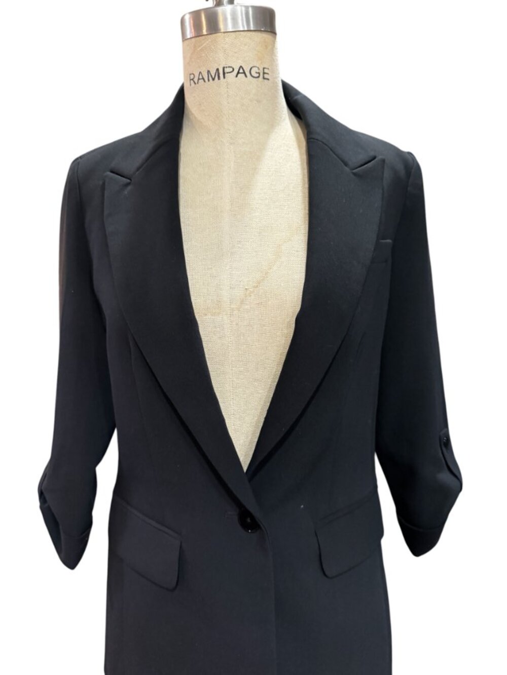 Maeve Anthropologie Black Blazer Roll Sleeve Size 2 Tailored Chic - Picture 4 of 8